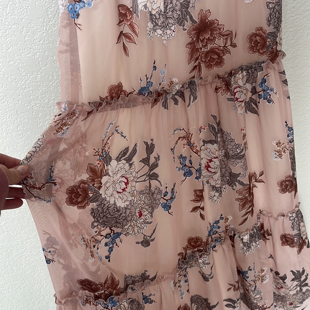 Show Me Your Mumu Dress Floral Tiered Maxi Pink size Small - Picture 5 of 13